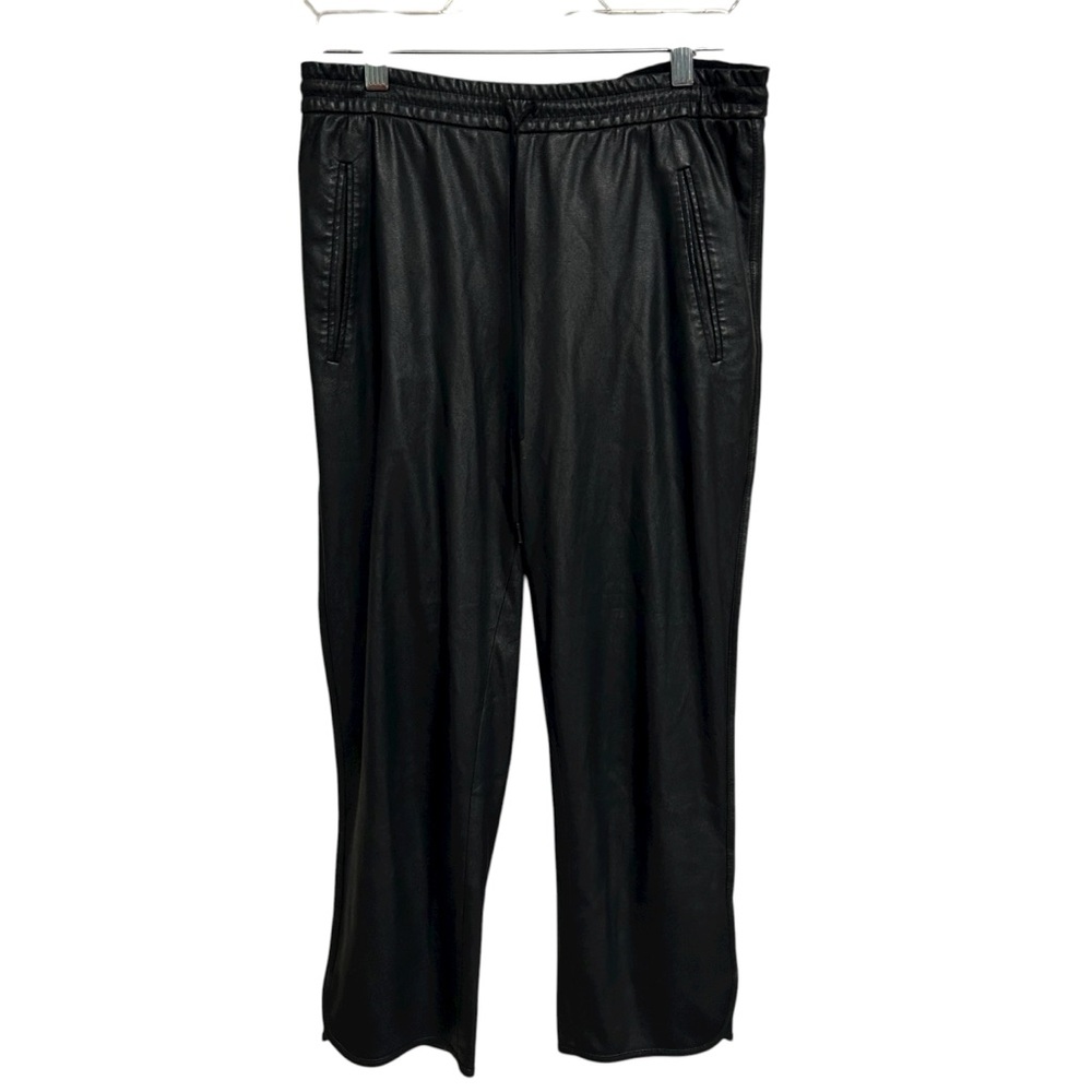 Bcbgmaxazria Black Pleather Drawstring Cropped Pa… - image 4